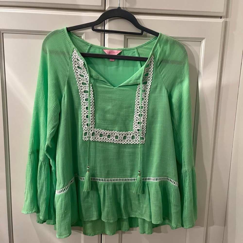 Lilly Pulitzer Amisa Top Popover Bell Sleeve Blouse Size XS